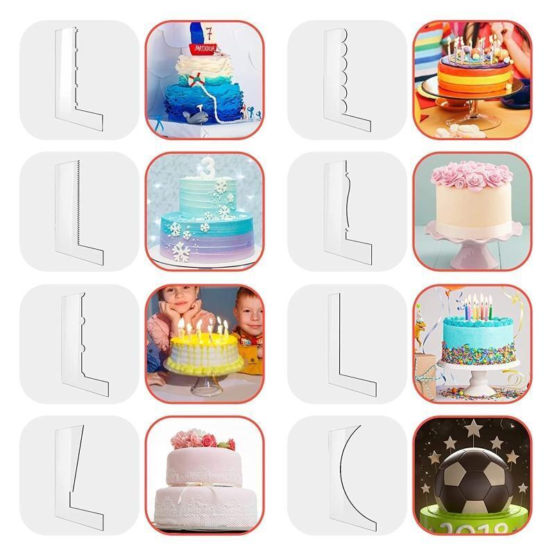 8 Pcs Clear Cake Smoother Scraper Kit Icing Frosting Cake Decorating Comb Tool
