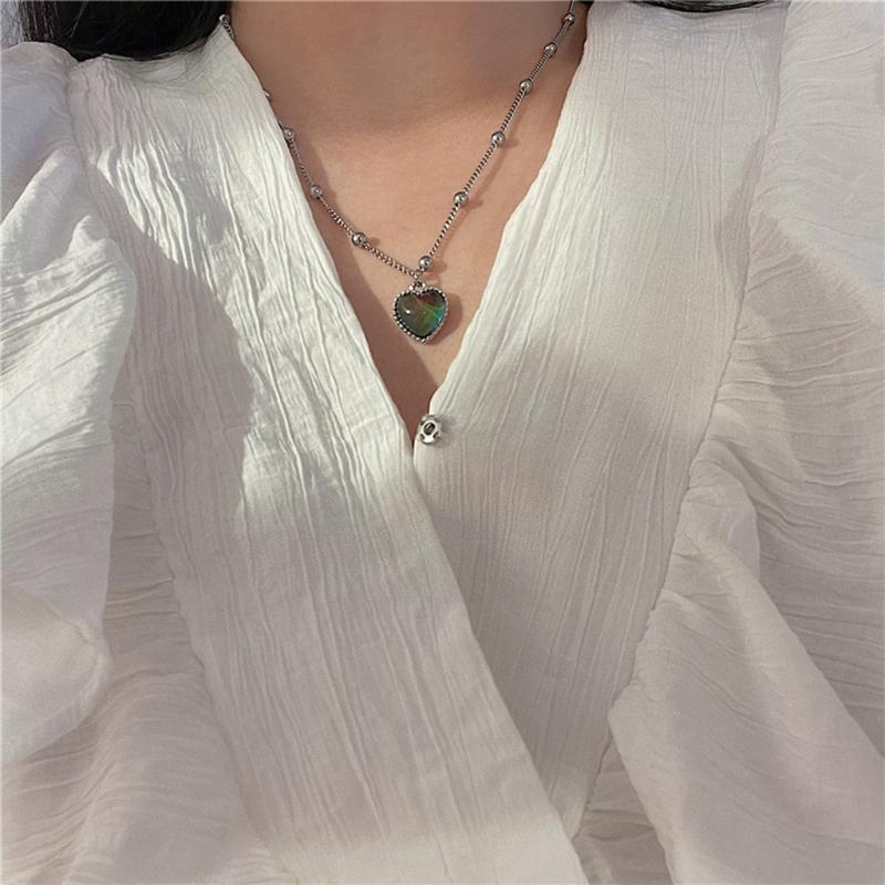 Women Jewelry Color Changing Necklace Pendant Best Gifts Titanium Steel Chain