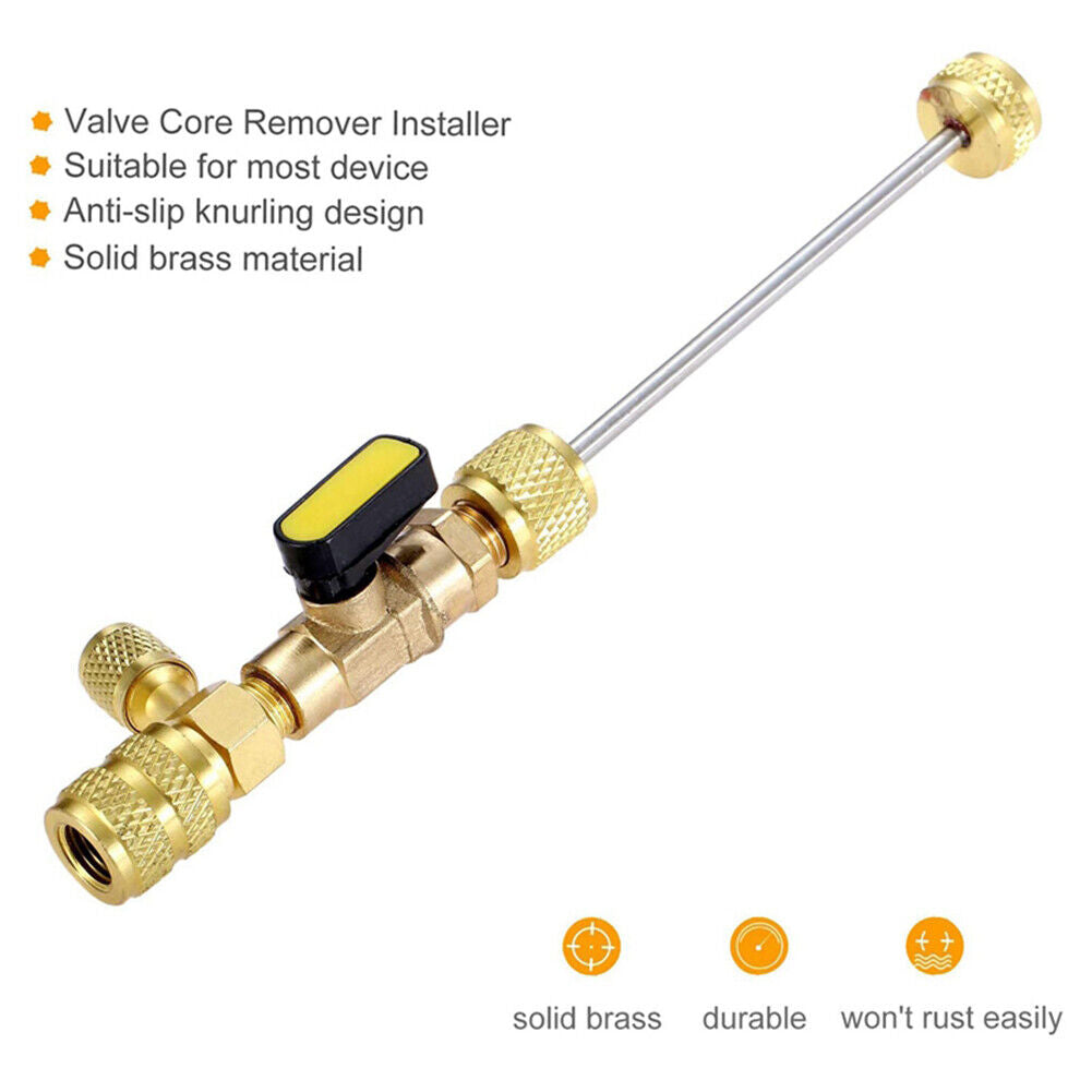 R410A R22 Valve Core Remover Installer Tool SAE 1/4 inch 5/16 inch for HVAC