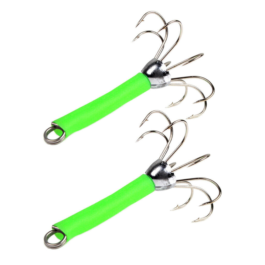 8 Pieces Fishing Lures Squid Jigs Hooks Freshwater Saltwater Bait Green