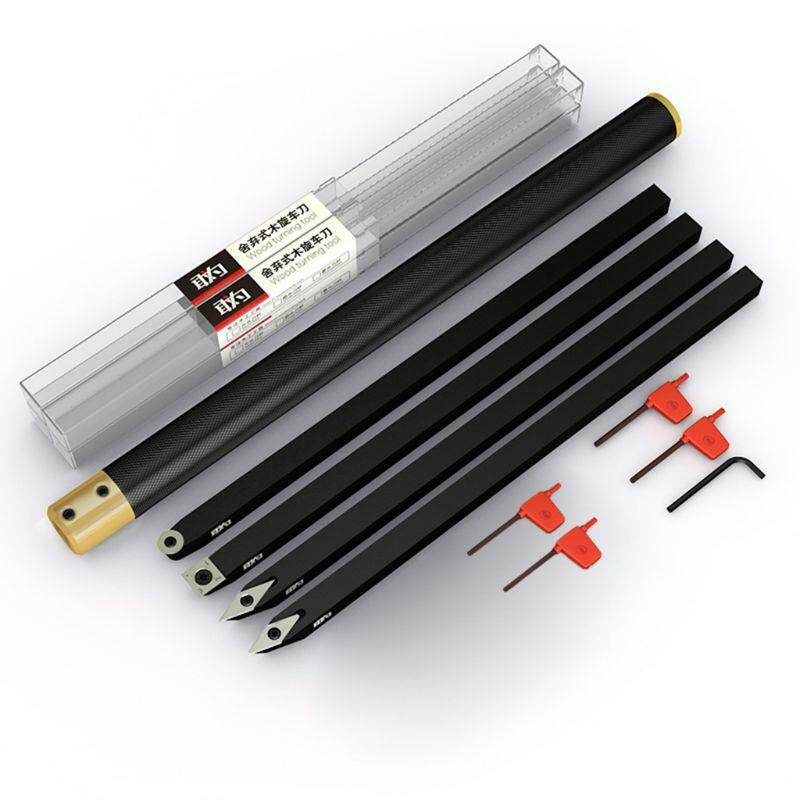 1Set Hollowing Wood Turning Tool Rotary Chisel Round Head Arbor Wrench Lathe Kit