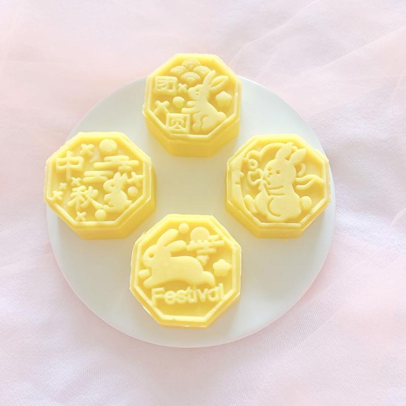 Octagonal Side Rabbit Shape Pattern Mung Bean Cake Mooncake Hand-pressing Moulds