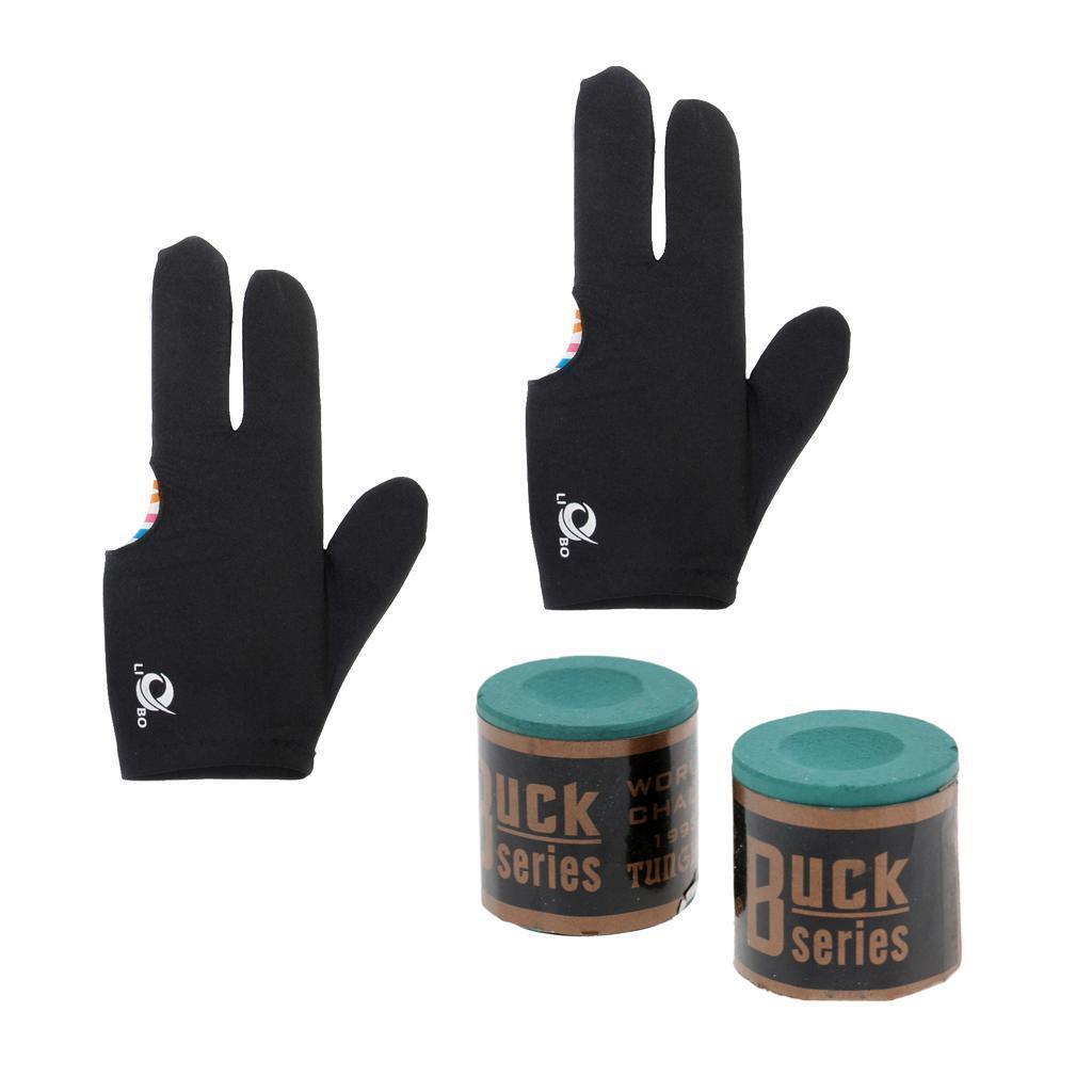 3 Finger Pool Shooters Snooker Billiard Cue Glove + Billiard Chalk