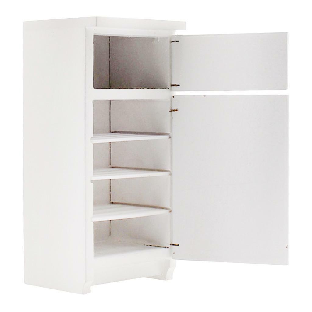 Simulation 1:12 Wooden Rocking  Refrigerator Life Scene Decoration