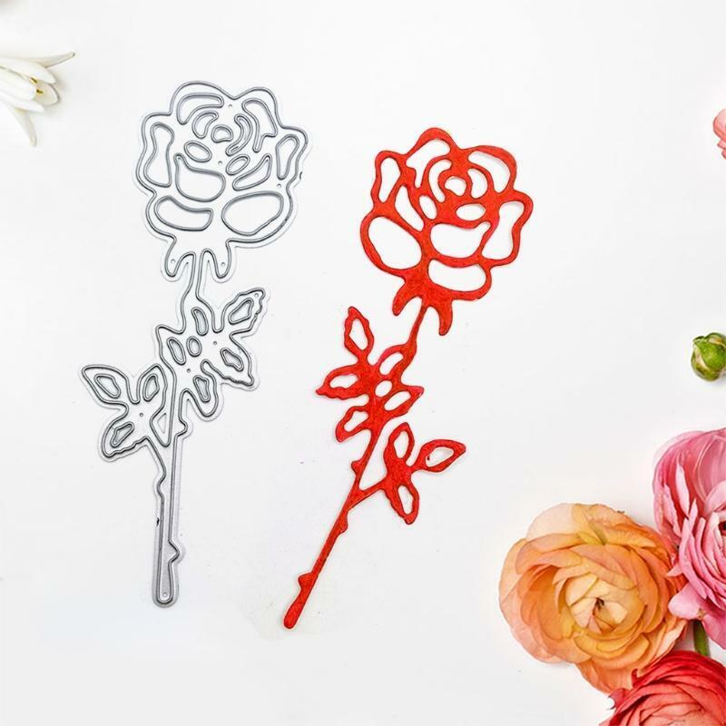 Elegant Single Rose Carbon Steel Cutting Dies DIY Scrapbooking Photo Album Cards
