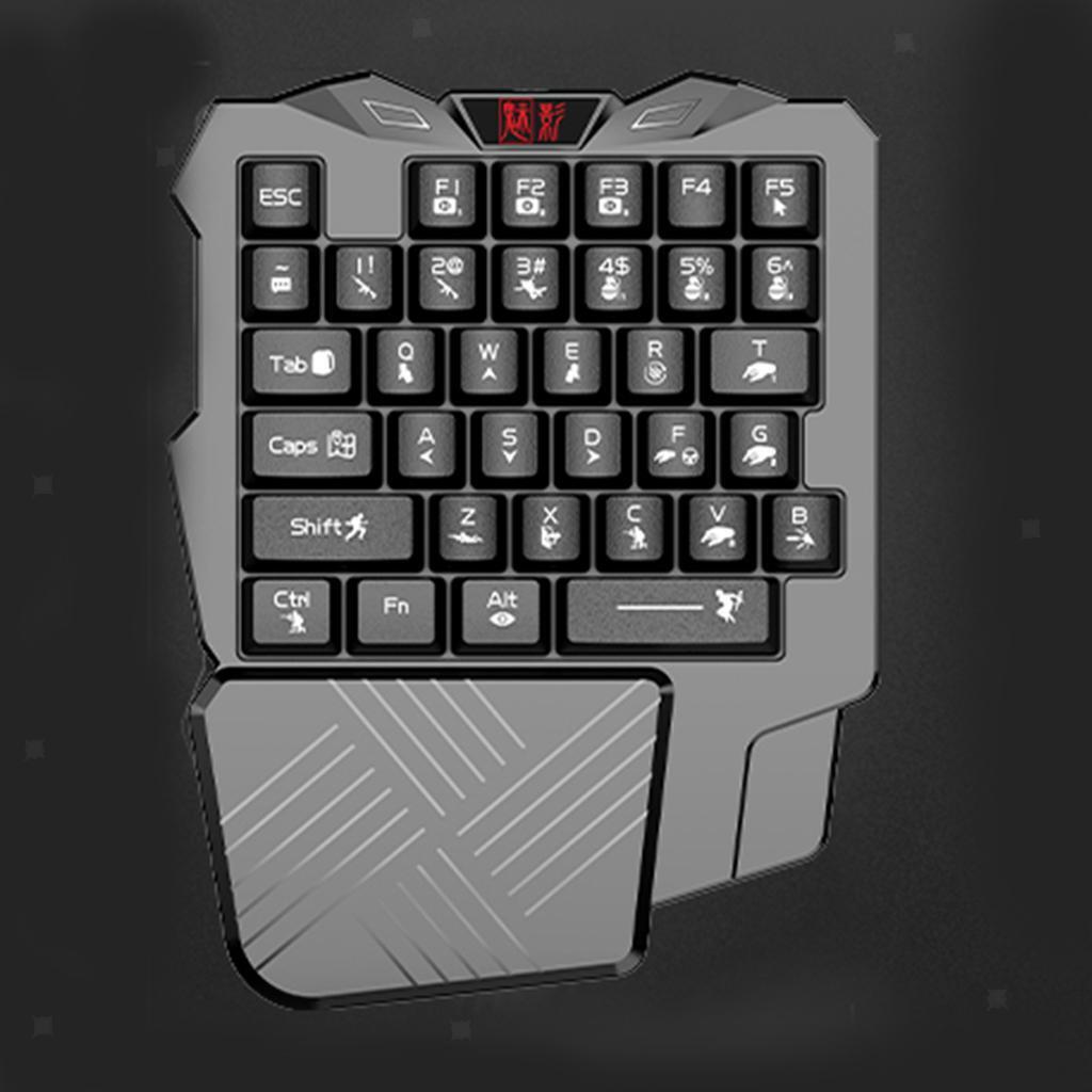 One Handed Gaming Keyboard 35 Keys Portable with Wrist Support for Game