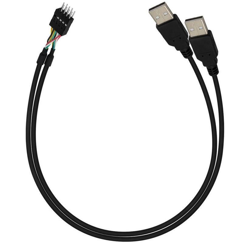 2x USB 2.0 Type A Male Head to Computer Case Motherboard 9pin Header Cable 20''