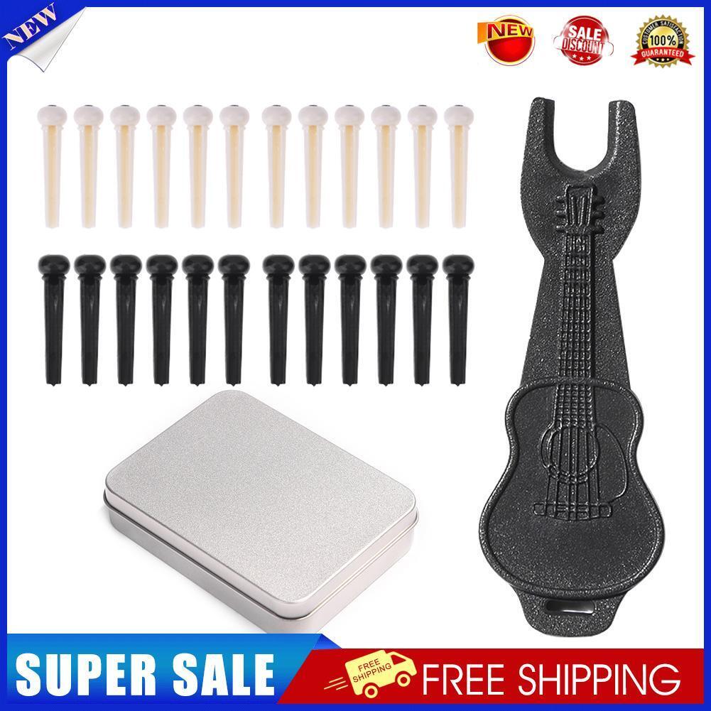 26pcs Guitar Bridge Pins Pegs Puller Nail Pulling Remover Extractor Set