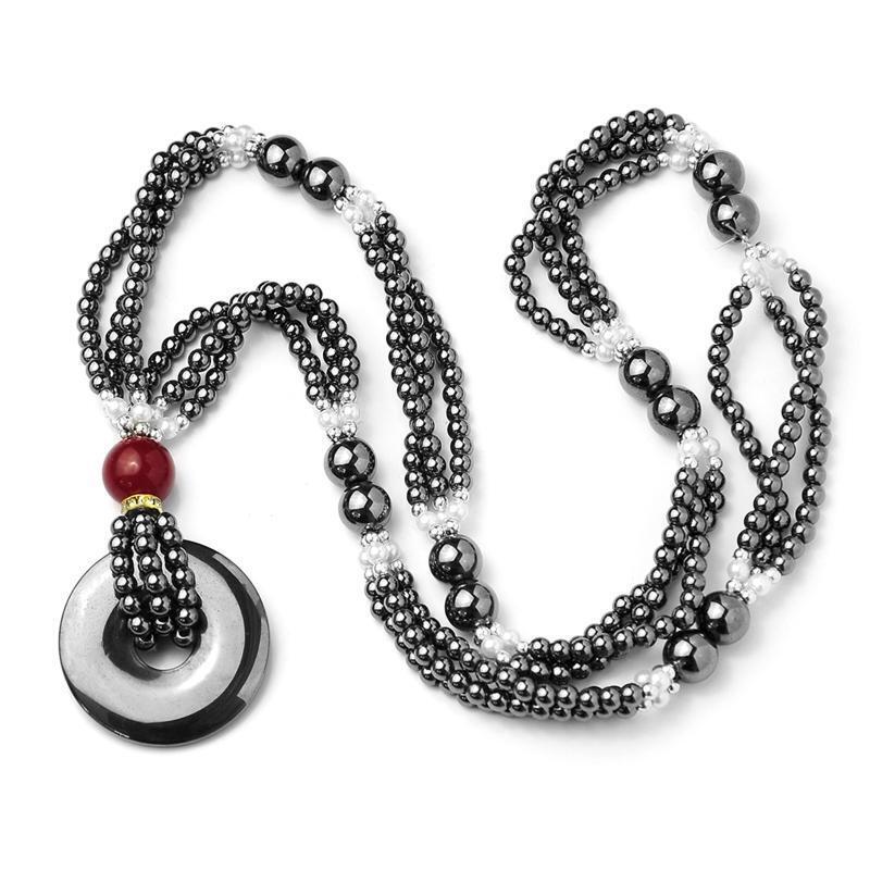 Black Gallstone Pendant Necklace Powerful Protective Grounding Stone Handmade