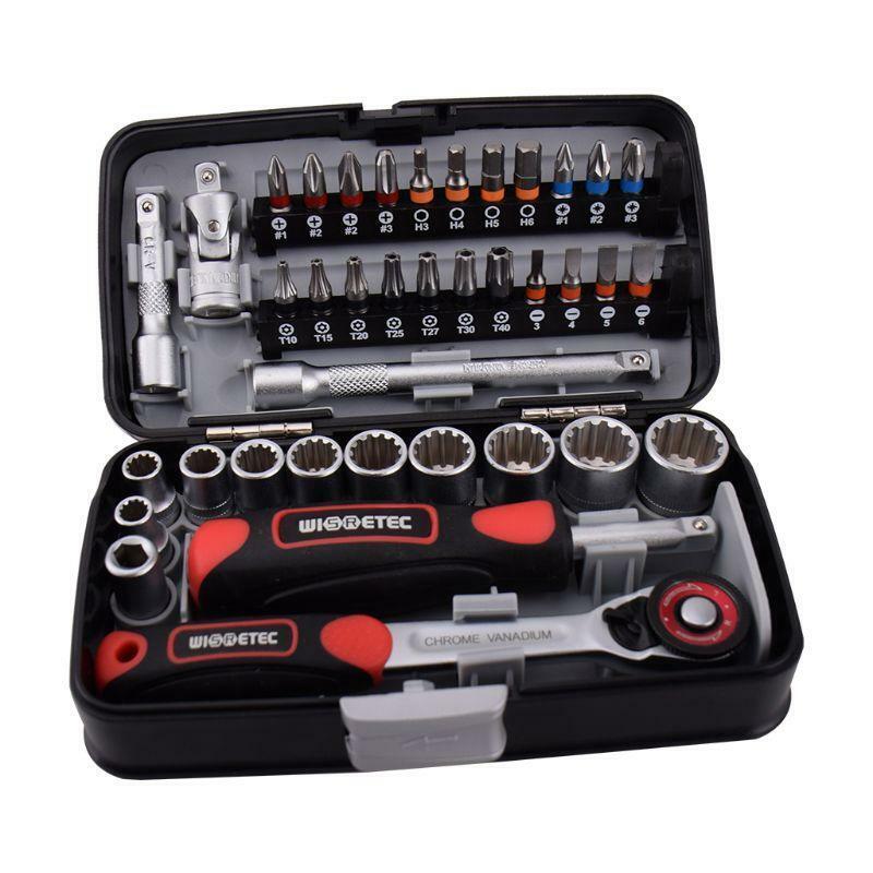 38pcs Mini Ratchet Wrench Set 1/4" Socket Hex Head Screwdriver Slot Bike Repair