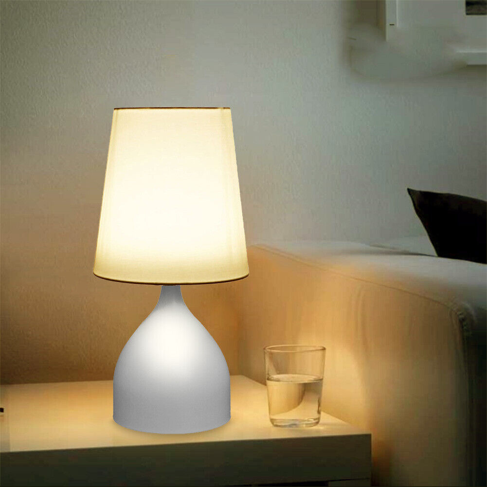 Modern Table Lamp Home Decor Beside Bedroom Study Touch Night Light (White)