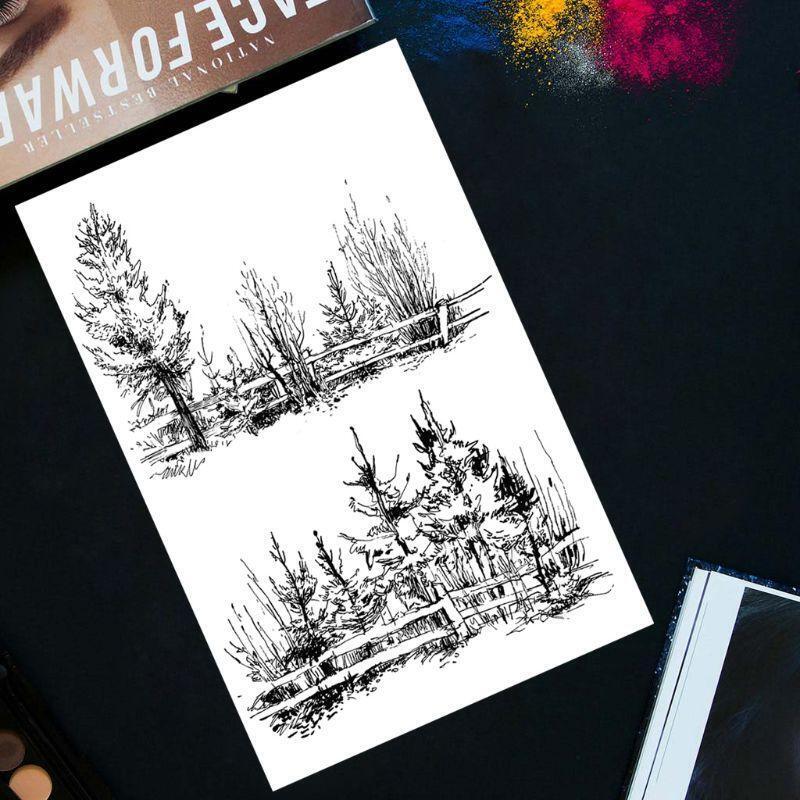 Forest Tree Silicone Clear Stamp Trees Pattern Background Stamp Transparent Seal