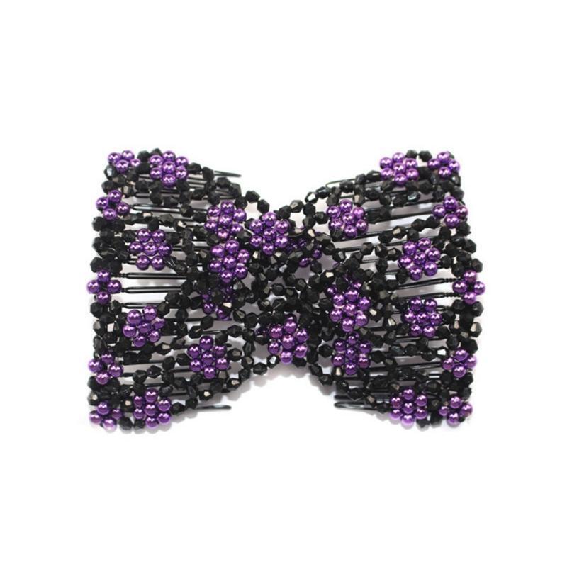 Magic Hair Comb Double Stretch Fashion Elastic Women Clips DIY Hairstyle Beaded
