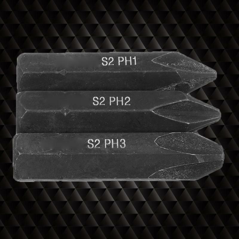 Black 8mm S2 Alloy Steel Screw Impact Bit  Strong Magnetic Bit  3 Pieces Set