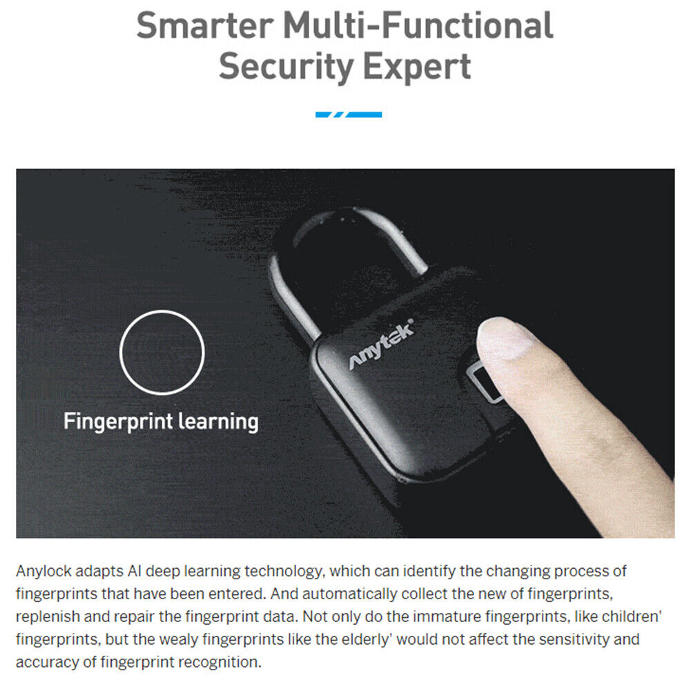 L3 Smart Keyless Fingerprint Padlock Waterproof Anti-Theft Security Lock