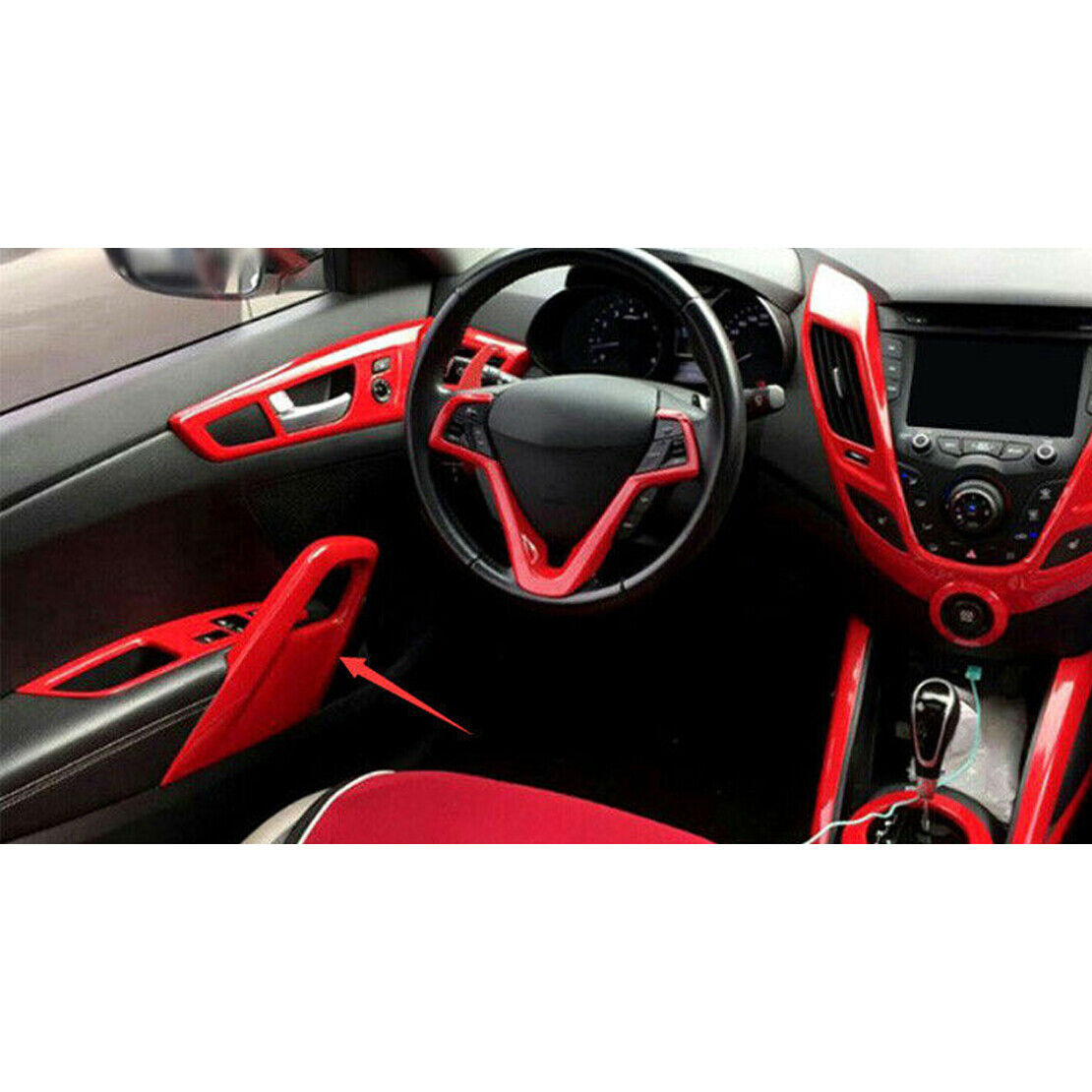 1 Pair Door Armrest Panel Trim Cover Decor Fit for Hyundai Veloster 2011-2016