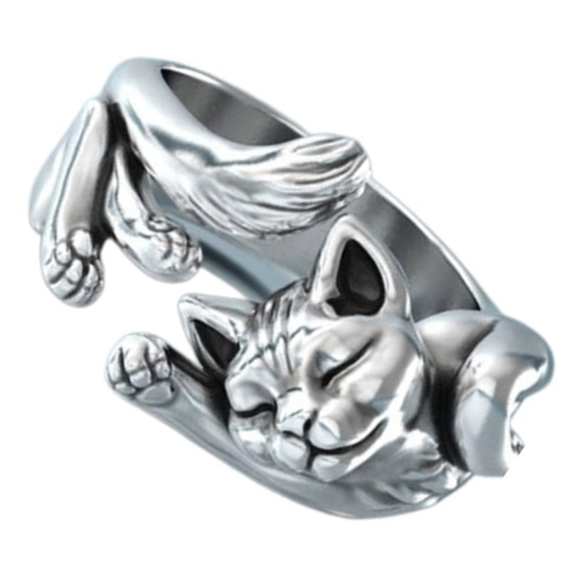 Creative Animal Ring Adjustable Cat Rings Women Girls Clothing Ornament Rings