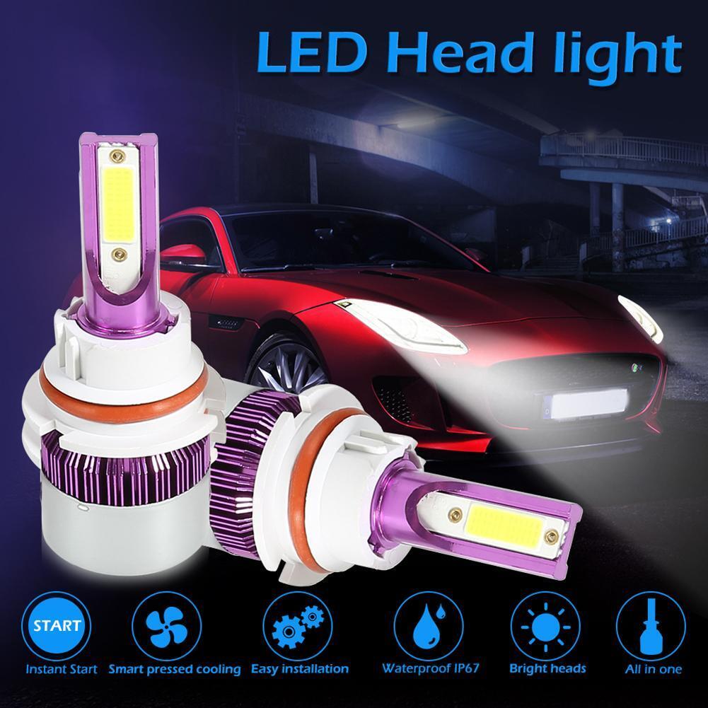 1 Pair COB LED Car Headlight Bulbs 72W Headlamp Fog Light Purple (9004)