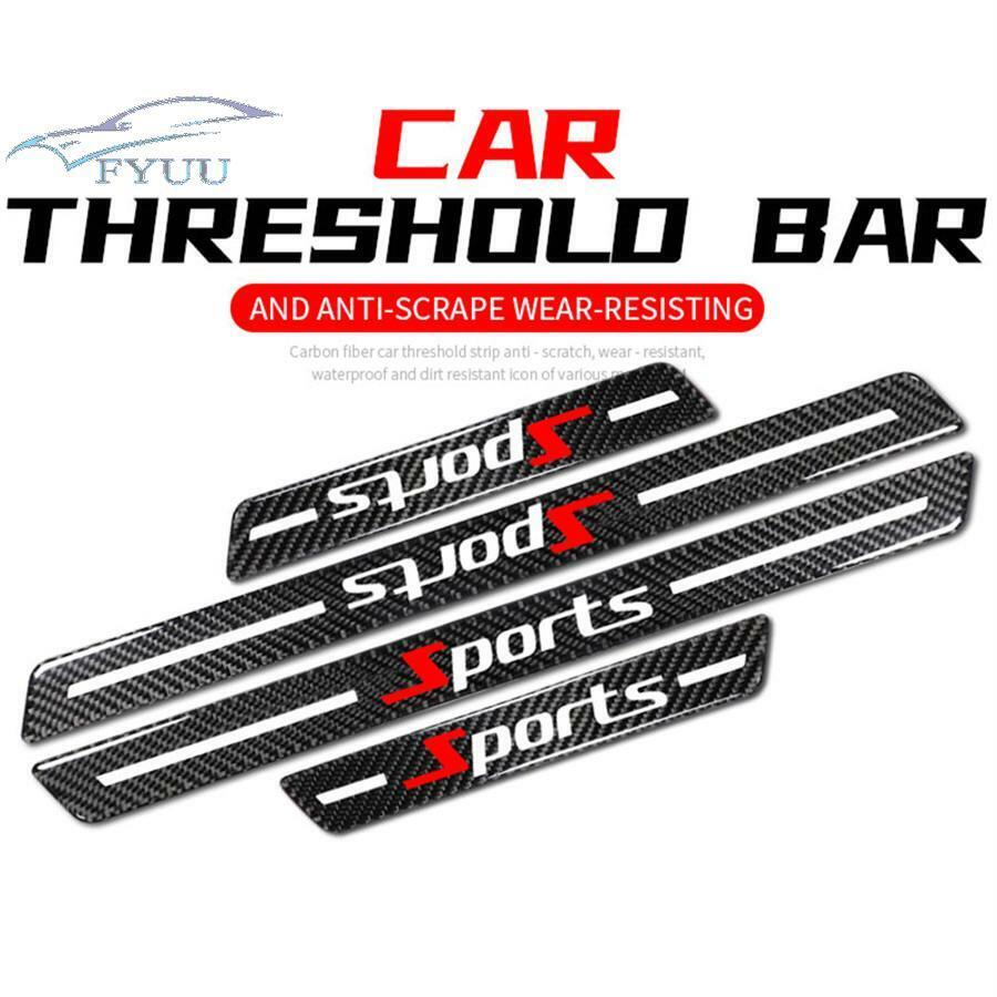 4x Real Carbon Fiber Car Universal Door Scuff Sill Panel Step Cover Sport Style