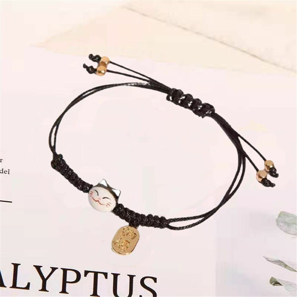 Charm Women Cute Gifts Couple Bangles Colorful Rope Lucky Cat Bracelet Handmade
