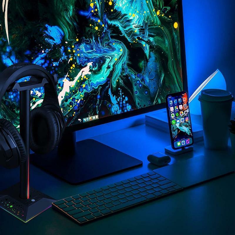 Portable RGB Headphone Stand Headset Holder Suitable for Gamer Desktop Table