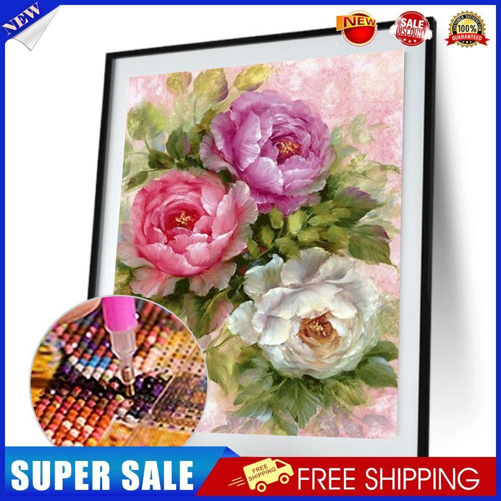 40x30cm 5D Diamond DIY Flowers Painting Cross Stitch Needlework Craft Decor