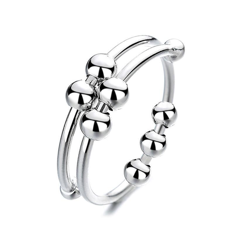 1 Pc Seven Beads Fidget Anxiety Rings for Ladies Girl Anxiety Stress Relief Ring