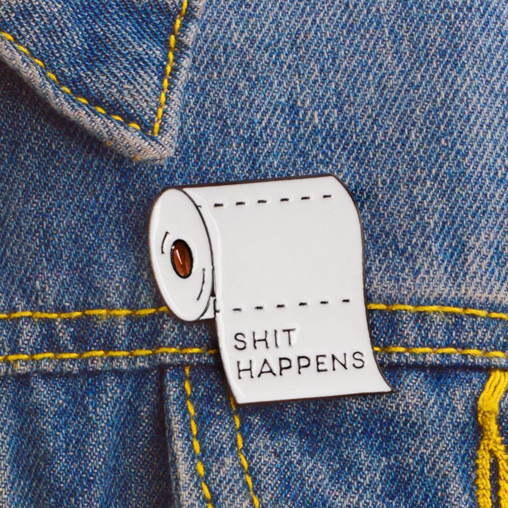 Creative Toilet Roll Paper Brooch Badges Jacket Backpack Decor Pins (White)