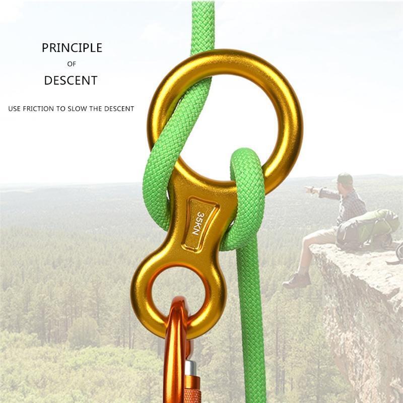 35KN Rock Climbing Descender Horns 8 Words Ring Downhill Family Outdoor Ring