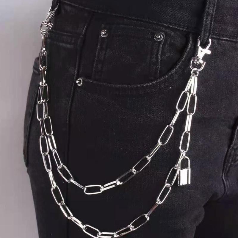 6 Pieces Pendant Pant Chain Women Multi Layer Street Metal Trousers Key Chain