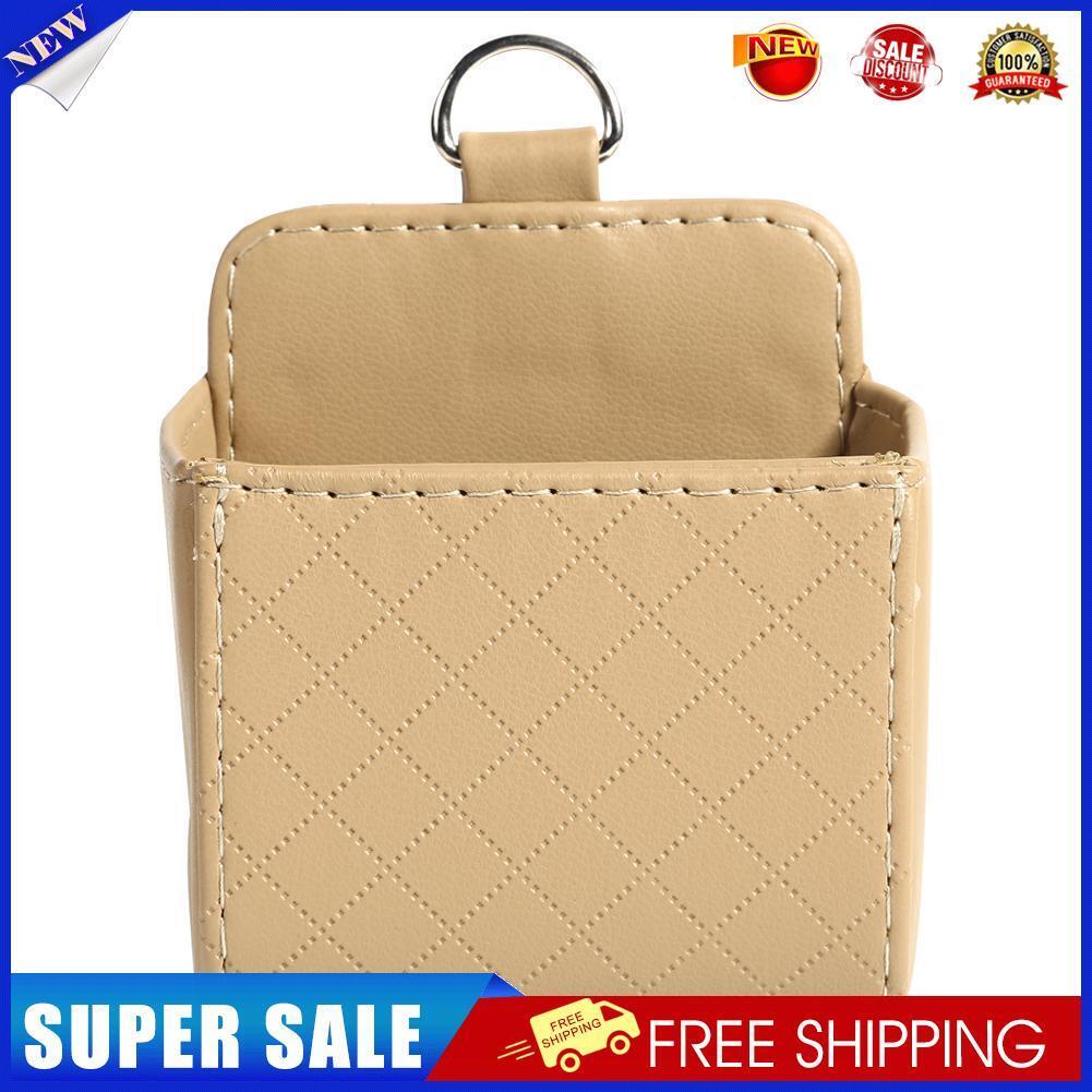 Auto Vent Outlet Trash Box Car Phone Holder Storage Bag Organizer (Beige)