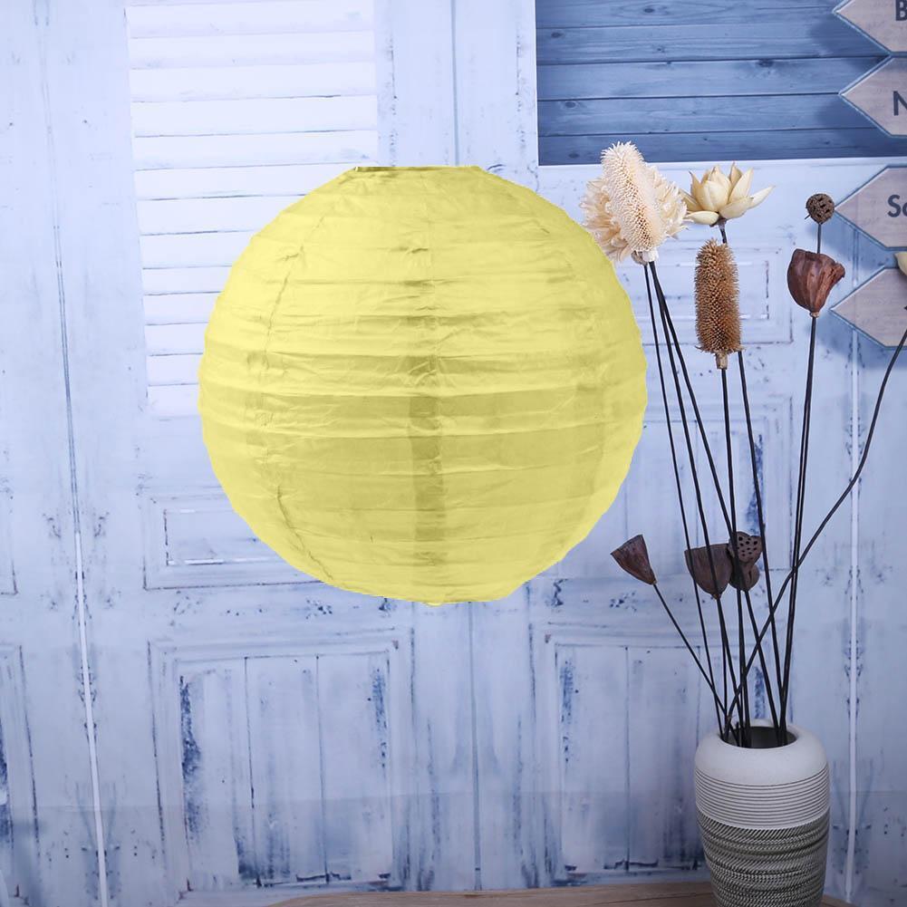 4 inch Round Chinese Paper Lantern DIY Paper Ball Lamp Party Decor (Yellow)