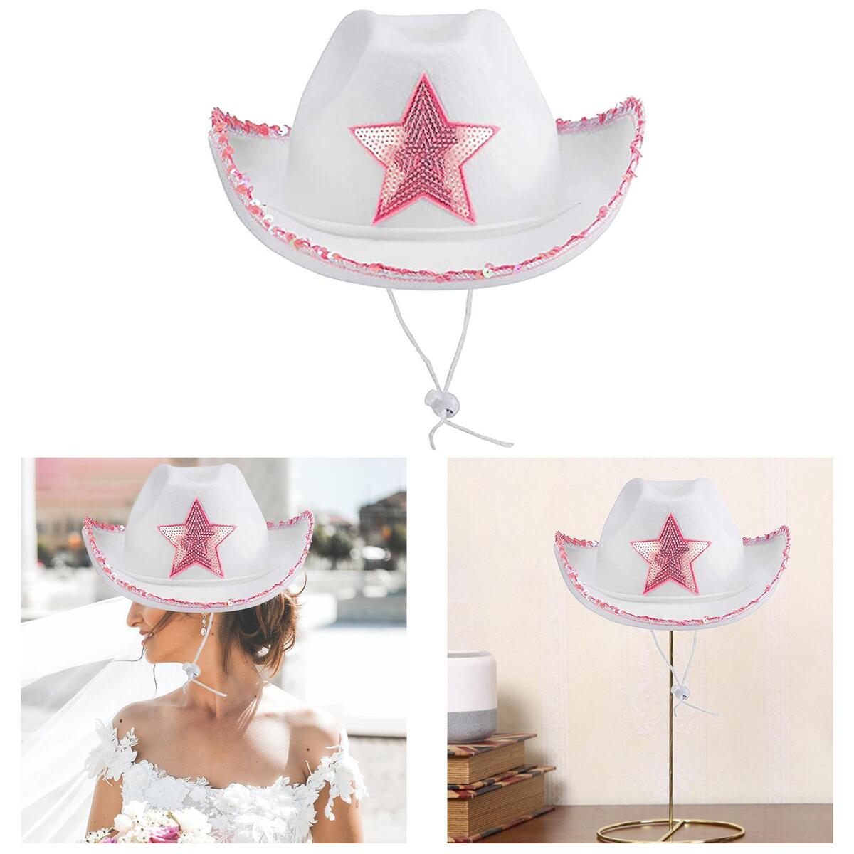 Novelty Cowboy Hat with Tiara Sun Hats Adjustable Neck Draw String Wide Brim