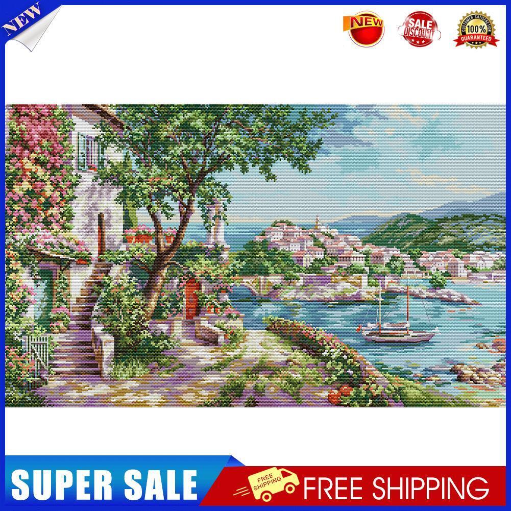 DIY Mediterranean Sight Scenery Printed Cross Stitch 14CT Full Embroidery