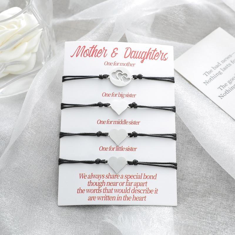 Mother & Daughter Bracelets Set Mommy & Me Heart Matching Wish Bracelets Gifts