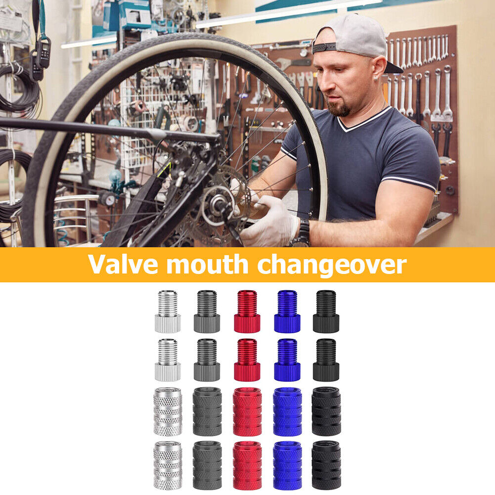 20pcs Pump Valve Adapter with Cap Bicycle Convert Presta to Schrader Valve