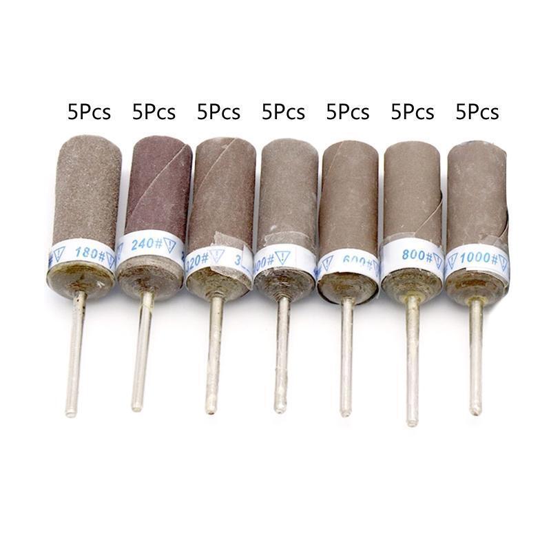 35 Pcs 2.35mm Shank Sanding Band Sand Paper Bar Grit 180 to 1000 for Rotary Tool