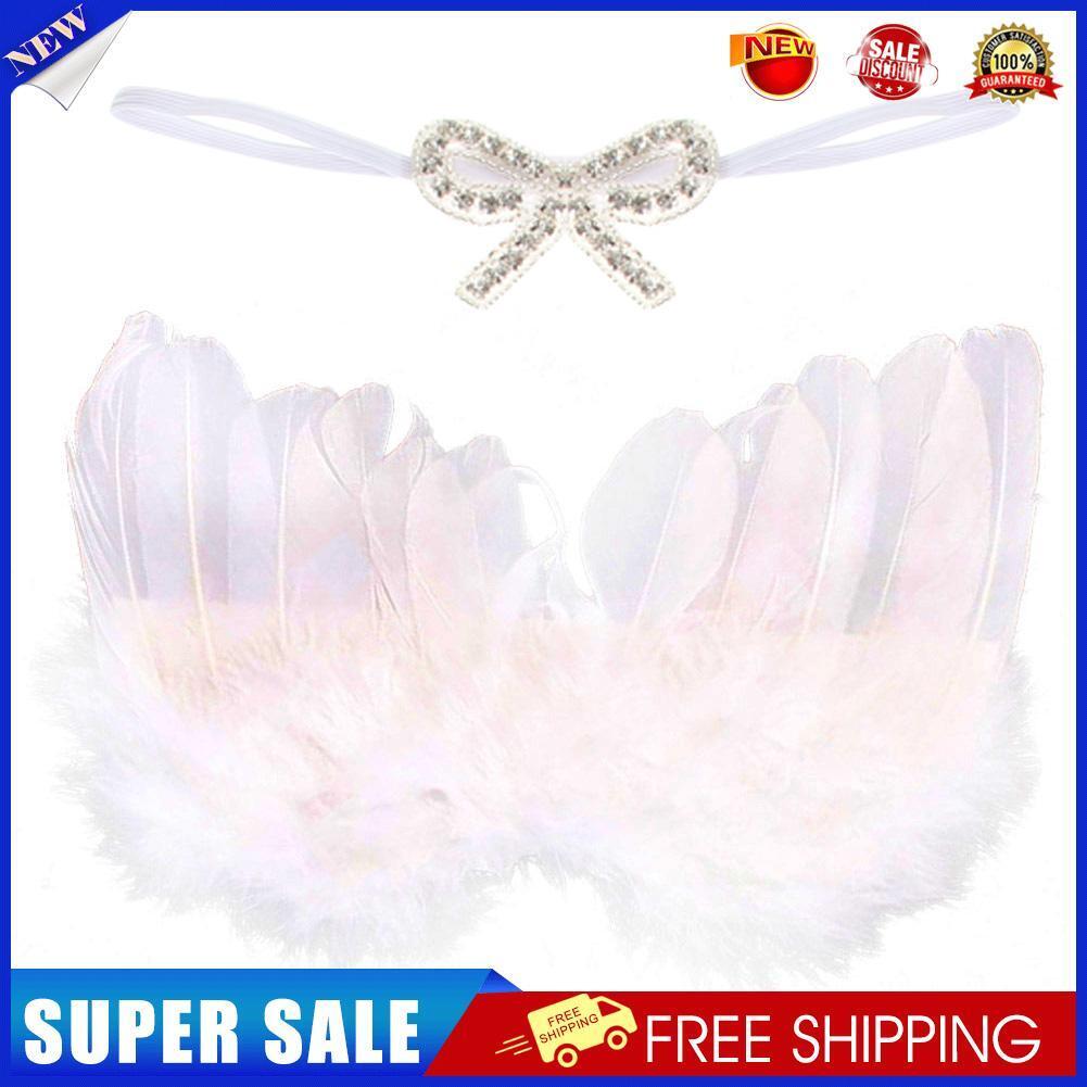 Newborn Feather Angel Wing Photography Prop with Crystal Headband Set-11035