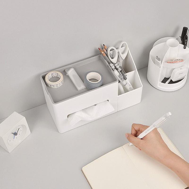Tissue Box Multifunction Tissue Boxes Desktop Draw Paper Case Storage Container