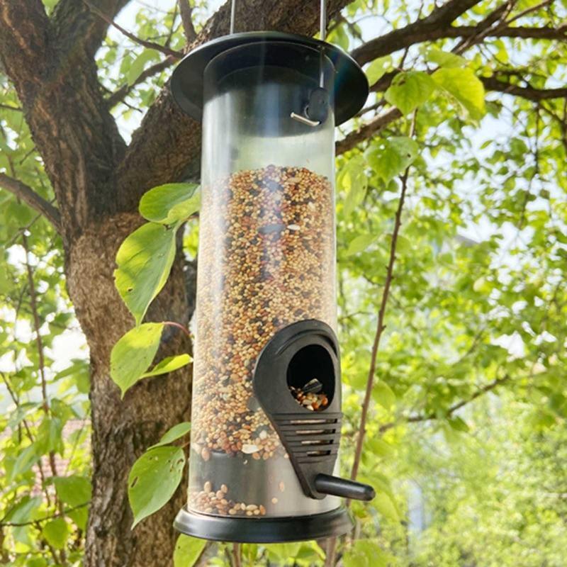 Plastic Bird Feeder Tube Hanging Wild Bird Seed Feeders Double Feeding Ports