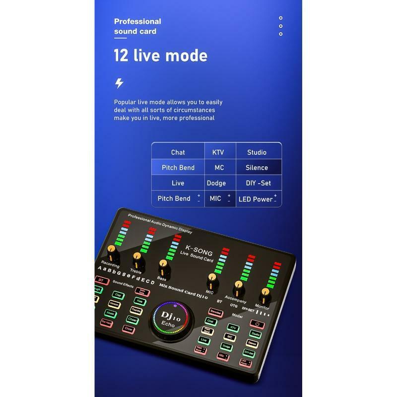 Bluetooth-compatible Connect Phone Audio Mixer Sound Card Multiple Sound Effect