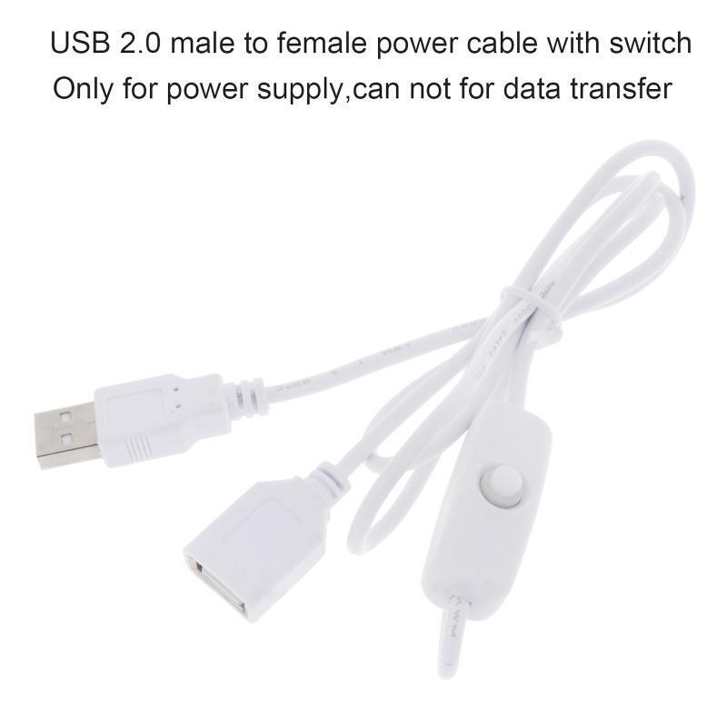USB Splitter Cable Male to Female USB Cable with On/Off Switch Power Supply Cord