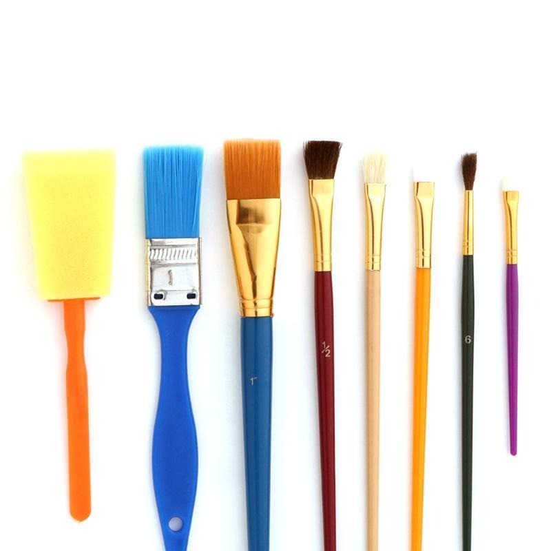 50Pcs Flat Brush Sponge Brush Set Small Medium Large Anti-sheding Nylon Brushes