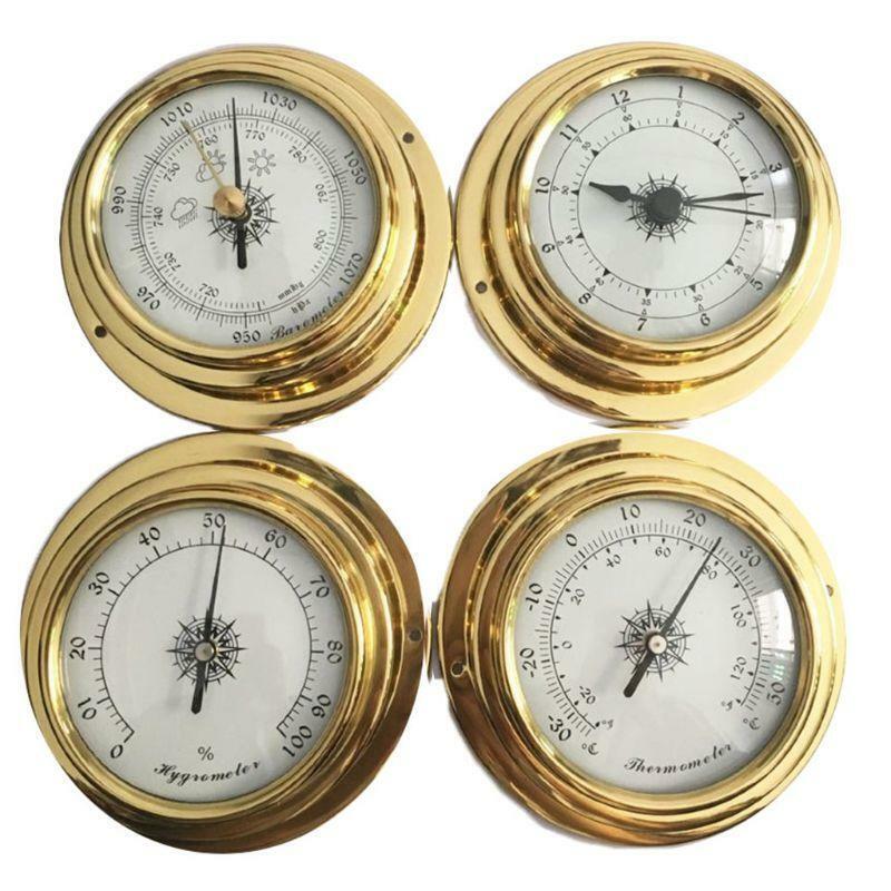4 Inches 4 PCS/set Thermometer Hygrometer Barometer Watches Clock Copper Shell