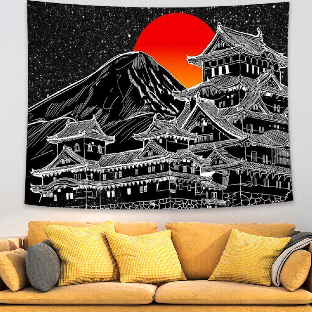 Multifunction House Red Sun Wall Tapestry Hanging Blanket Rug (200x145cm)