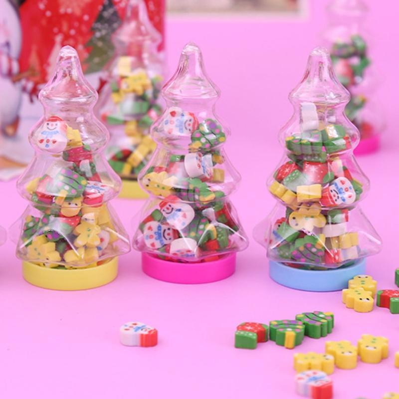 26Pcs Novelty Xmas Erasers Mini Rubber Erasers Xmas Tree Decorations for Home