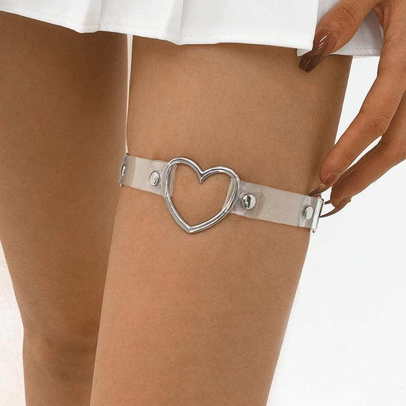 Fashion PU Leather with Heart Decor Leg Chain Women Thigh Chain Gothic Jewelry