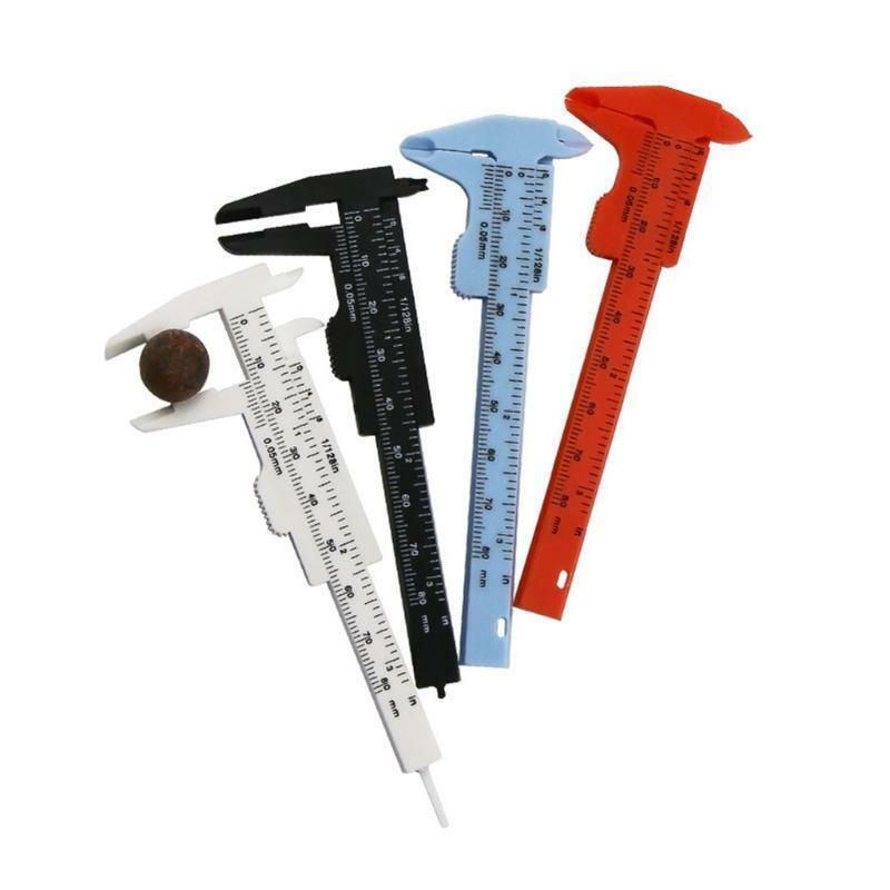 2pcs 0-80mm Double Rule Scale Plastic Vernier Caliper Measuring Student Mini