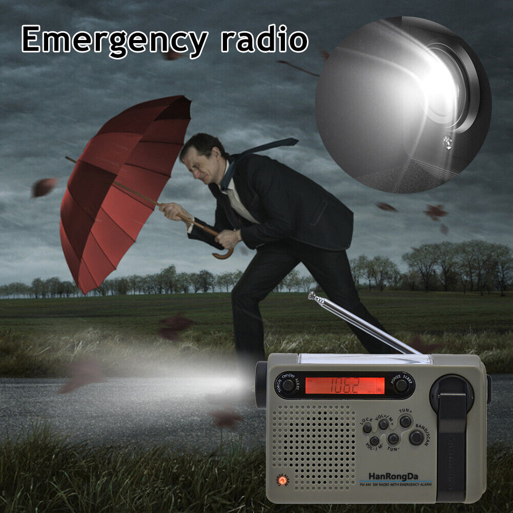 Full Band Solar Powered AM/FM/SW Radio Emergency LED Flashlight Power Bank