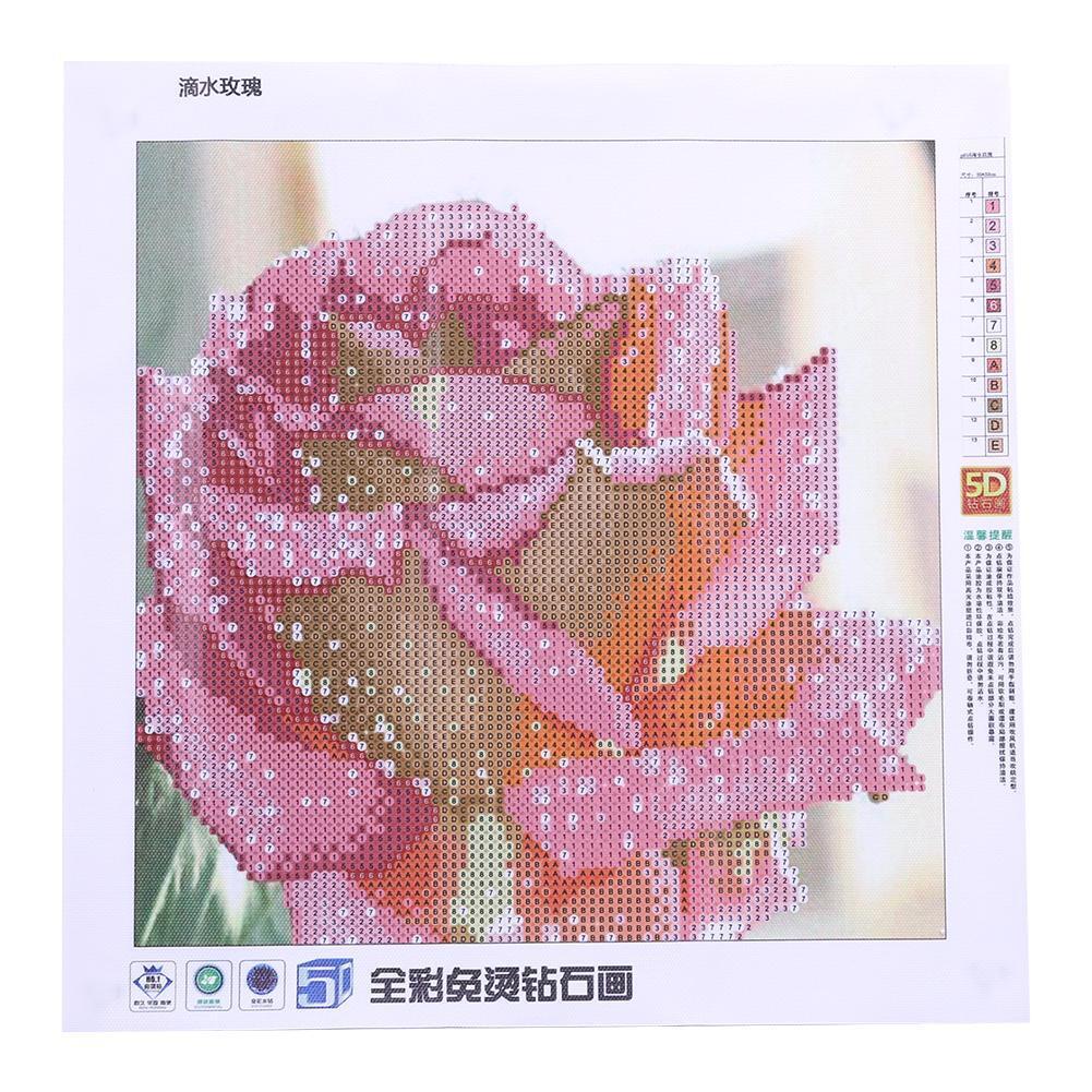 Diamond Embroidery Flowers with Dewdrops Round DIY Diamond Painting Decor
